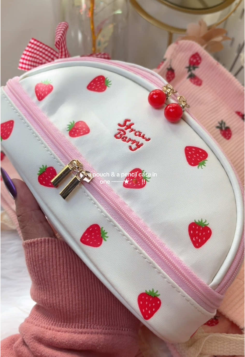 this is a perfect pencil case pouch for kikay girly! #pouch #pencilcase #pouchpencilcase #pencilcasepouch #pencilcaserecommendation #strawberrypouch #fyp #trending 