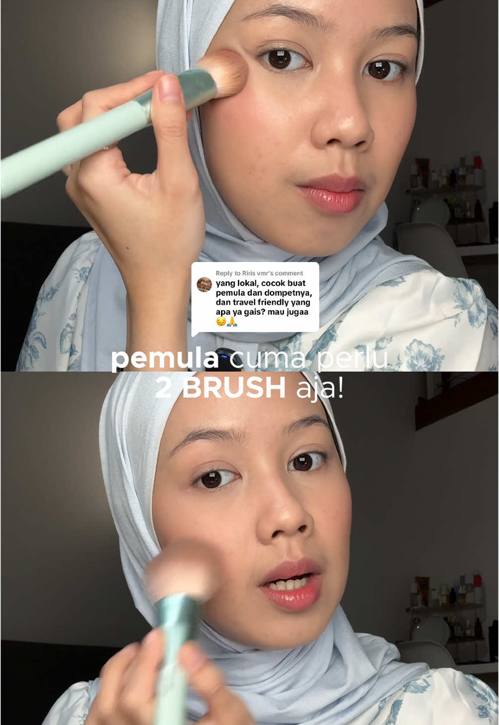 Replying to @Riris vmr 2 brush cukup buat seluruh wajah (exclude eye makeup ya)🙂‍↔️🫶🏻 — @Wardah Beauty Official #localbrush #brushwardah 