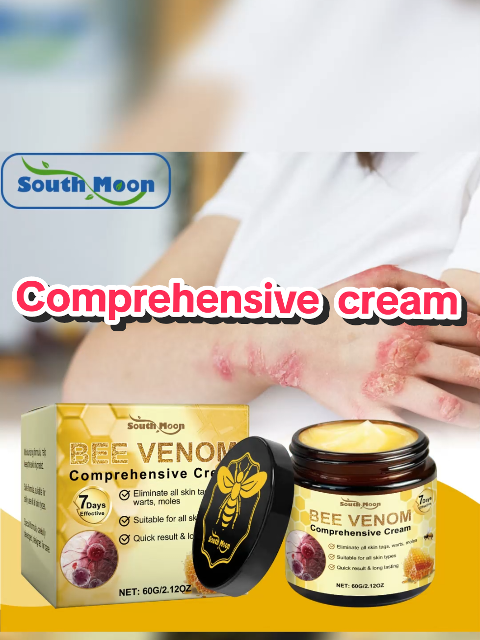 🐝 South Moon BEE VENOM Comprehensive Cream | Gentle Wart Removal + Deep Hydration 🌿 ✨ WHY YOU’LL LOVE IT: ✅ NO MORE WARTS & TAGS! – Powerful yet gentle formula with Bee Venom & Salicylic Acid to safely remove skin tags, warts, and moles without irritation! ✅ INSTANT MOISTURE BOOST – Glycerin & Mineral Oil lock in hydration, healing dry, flaky skin fast! Perfect for humid & dry climates in the Philippines! 🌞 ✅ FAST ABSORBING, NON-GREASY – Lightweight cream melts into skin, no sticky feeling—ideal for daily use! ✅ SAFE FOR SENSITIVE SKIN – Reduces redness & itching while strengthening your skin barrier! 😌 🔄 BEFORE & AFTER RESULTS: 🔴 Before: Rough skin, warts, dryness, itching 🟢 After: Smooth, hydrated, and blemish-free! 💡 HOW TO USE: 1⃣ Clean skin, apply a small amount to target areas. 2⃣ Gently massage—see visible results in days! 📦 60g Travel-Friendly Tube | Easy to Carry Anywhere!#sensitveskin #solution #nomoredryskin #skincare #carecream #care #comprehensive #comprehensivecreativeconsultant 
