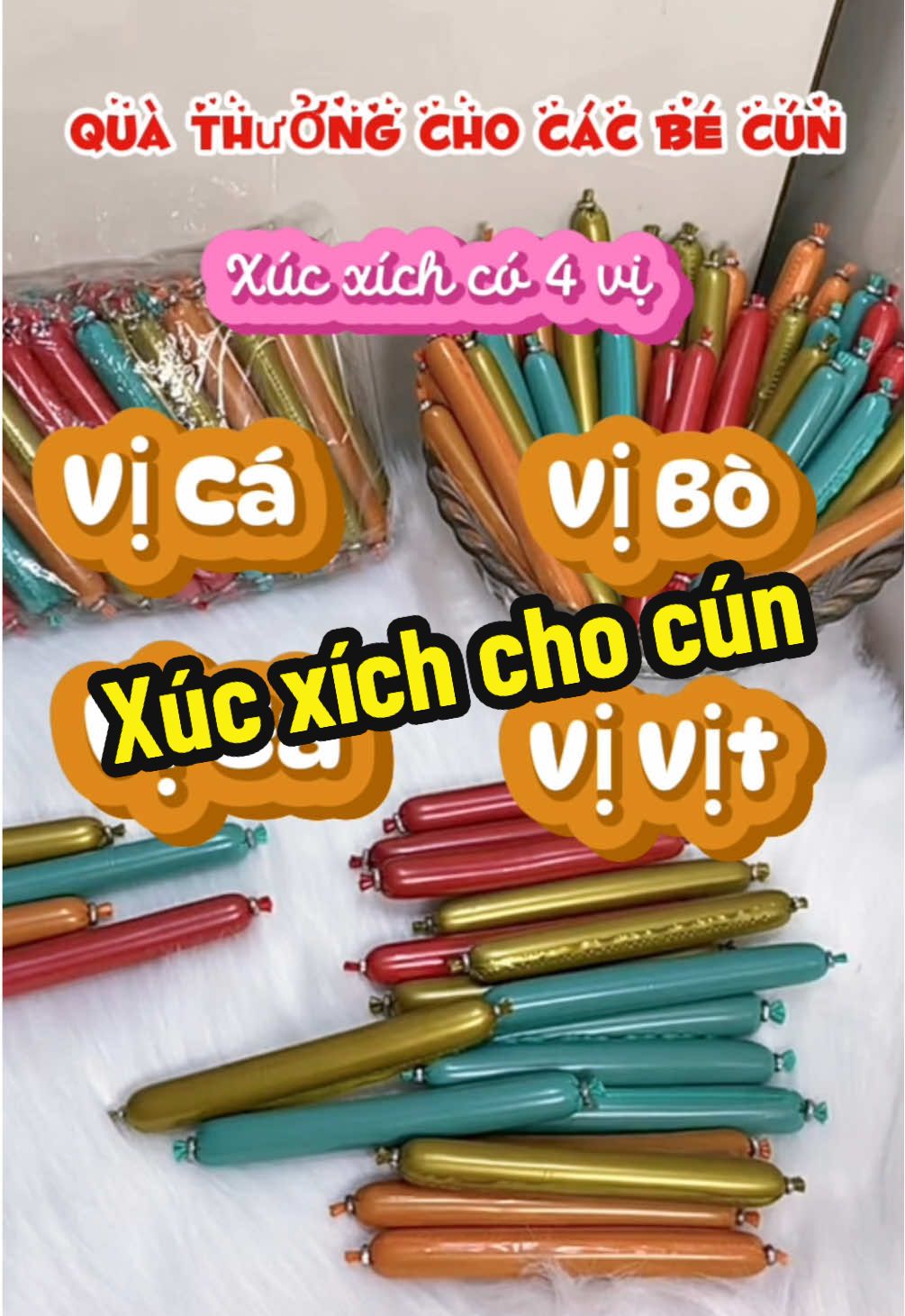 Xuc xich cun 4 vị và combo50-100 cây #xuhuongtiktok #petshop #xucxichchomeo #ancungtiktok 