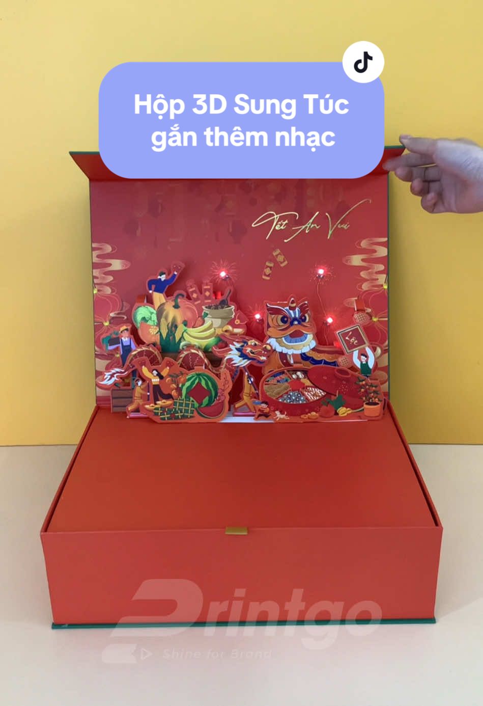Hộp quà Tết 3D gắn thêm nhạc 💯#thietke #inan #hopquatet #hopqua #printgo 