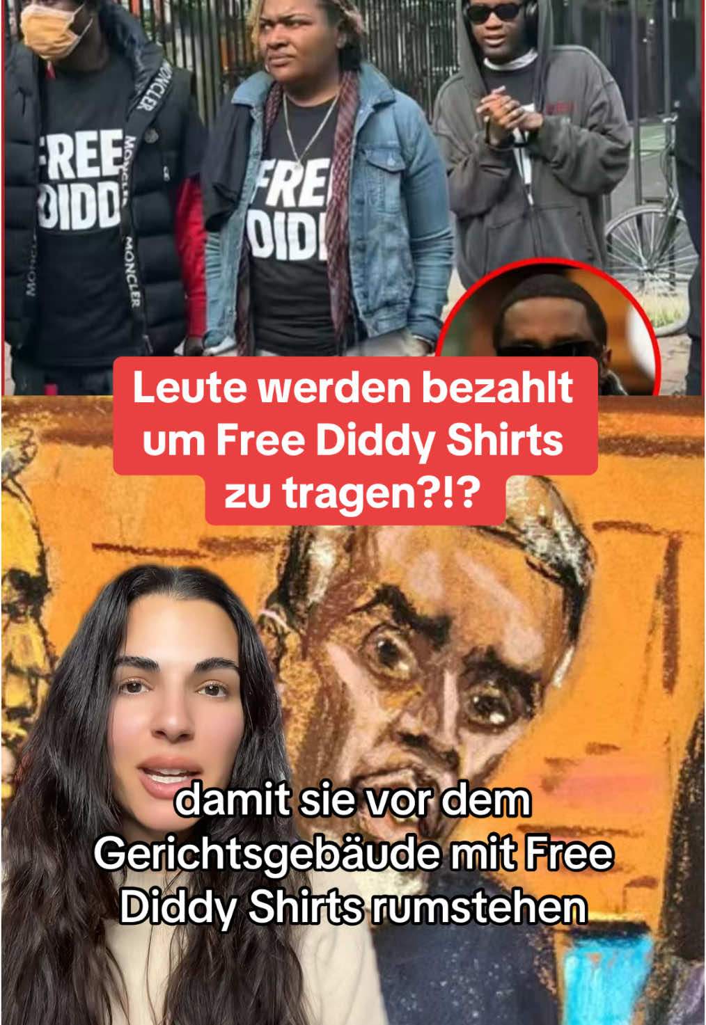 Eine Frau sagt, dass sie beim Diddy Prozess vor dem Gerichtsgebäude gefragt wurde, ob sie ein Free Diddy Shirt tragen und dafür 20 Dollar die Stunde bekommen möchte… #diddy #pdiddy #puffdaddy #cassie #trial #update #exposed #hollywood #rap #raptok 