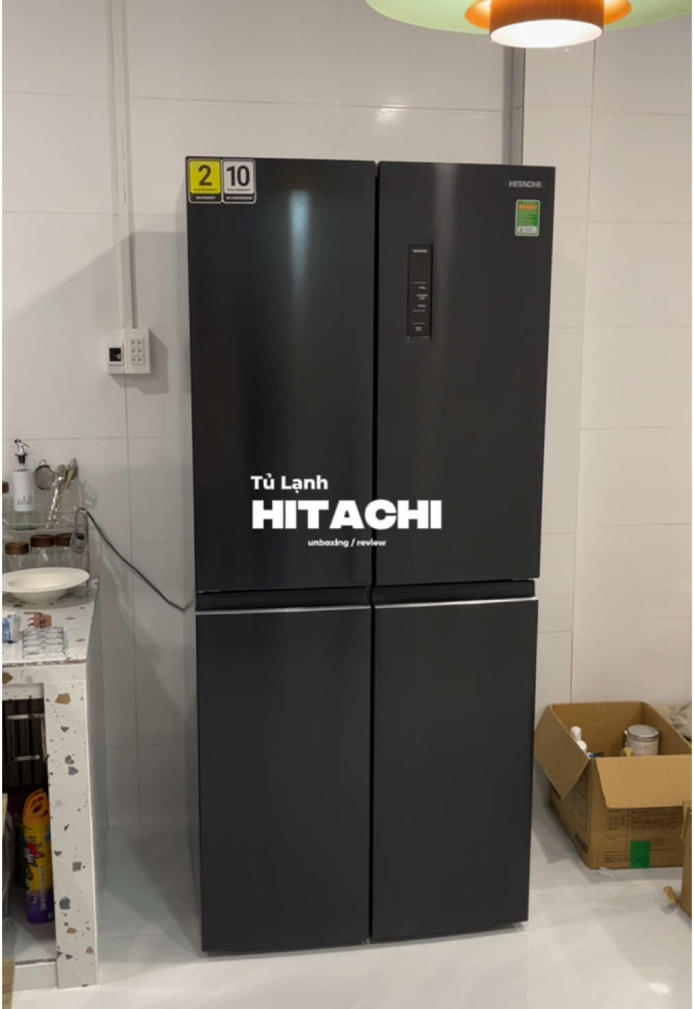 unbox tủ lạnh cho nhà mới 🍅🥩🐟#tulanhhitachi #unboxing #dientu #tulanh4canh #hitachi #congnghe #review #LearnOnTikTok #viral #foryoupage #nghile2009 #xh#asmr  