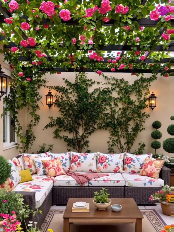 #reels #decor #decoration #decoração #seatingarea  #seating #seatingdesign #patio #patiodesign #homedecor #homestyle #جلسة #حديقة #صالون #arabic #sofa #sofá #gardendesign #garden #gardenlife #country #trend #rose 