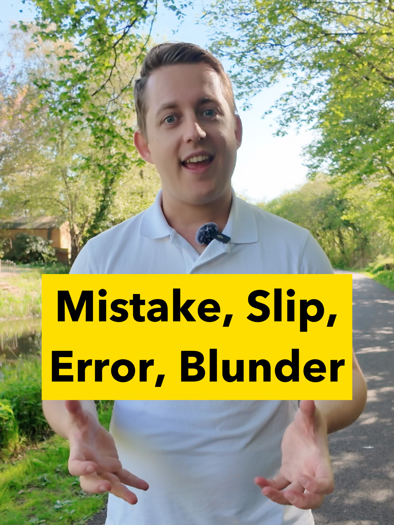 Mistake, Slip, Error, Blunder Mistake, Slip, Error, Blunder What’s the difference?  Mistake is the general word for doing something wrong. “I made a mistake on my homework”  A slip is a small mistake, often by accident. “Sorry, I slipped and said the wrong name”.  An error is more serious and more formal. “They made a fatal error on their return trip”.  A blunder is a big, silly mistake. “Quitting that job was a real blunder”.  So, have you ever made a funny mistake while learning English?   Join the Conversation Club: https://englishwithrhys.com/conversationclub/ #englishclass #learnenglish #englishlesson