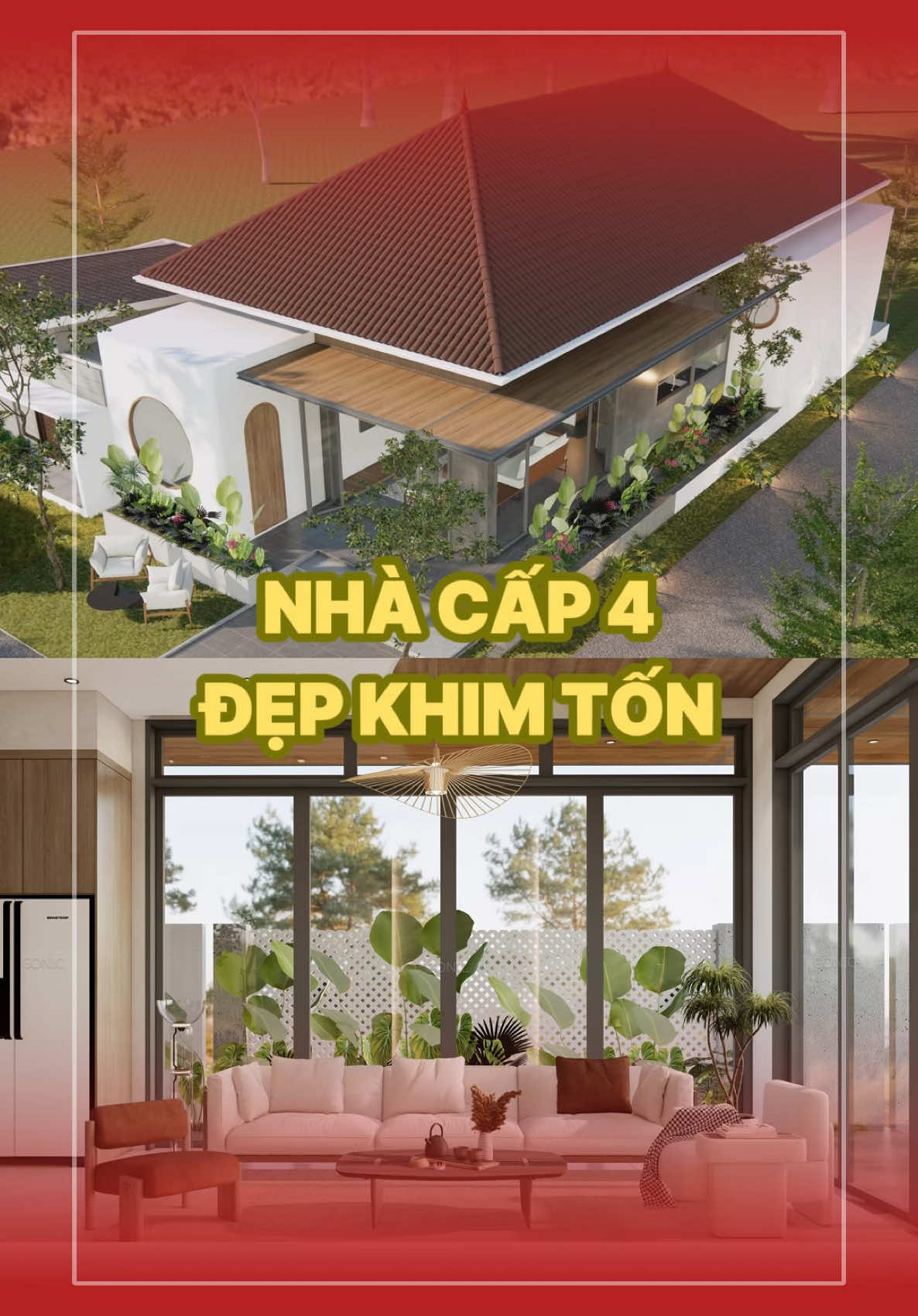 Nhà cấp 4 đẹp chạm lòng người. #nhavuon #nhacap4 #nhagaclung #thietkenoithat #menhavuon #gonic