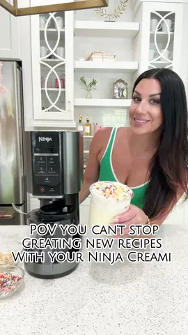 🍨#NinjaPartner The Ninja CREAMi from @Ninja Kitchen is one of my all time favorite kitchen finds. It allows me to create completely customizable frozen treats right at home. There are 5 ones-touch programs so you can make ice Cream, sorbets, milkshakes, lite ice cream, and you can even add mix-ins. I love that I am in complete control of my ingredients so it’s perfect if you are low sugar, keto, dairy-free, or vegan. Be sure to head over to @Walmart to shop, because they always have the best deal! #NinjaCREAMi   Cake Batter Protein Ice Cream Recipe: -Fill the container to the max line with your favorite vanilla protein shake  -Add 1 TBSP of sugar free vanilla pudding (this makes it extra creamy) and mix together. -Freeze overnight -Use the Lite Ice Cream setting. Then added a little more of my protein shake and click Remix. -Add sprinkles and crumbled vanilla creme cookies, and click Mix-ins. -Top with a little more sprinkles and crumbled vanilla creme cookies #ninjacreami #ninjacreamirecipes #icecreamlover #healthyicecream #icecreamrecipe #proteinicecream 