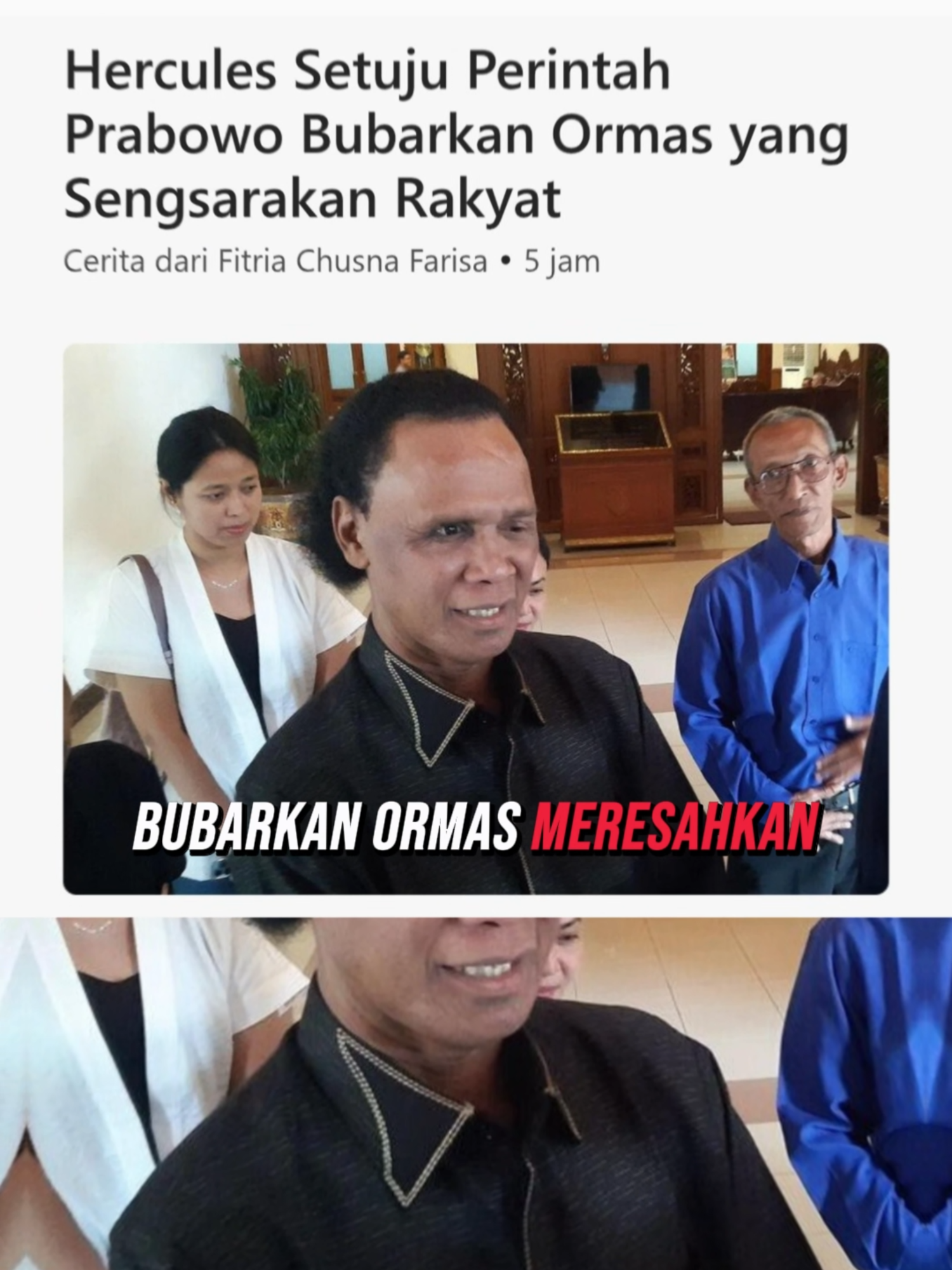 Herkules Dukung Prabowo Bubarkan Ormas Bermasalah