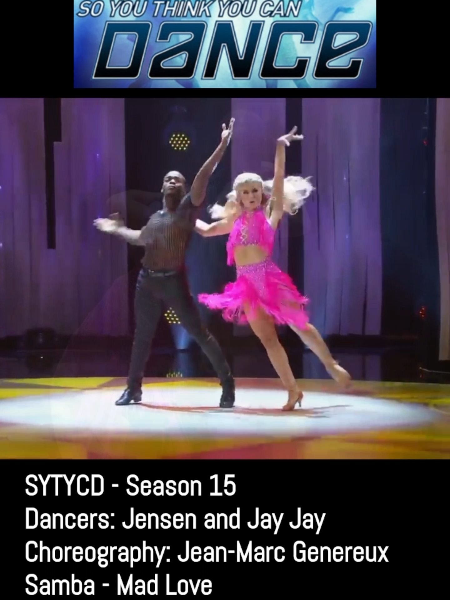 So You Think You Can Dance - Season 15 - Jensen and Jay Jay - Mad Love - Choreography by Jean-Marc Genereux - Samba   #tvshow #sytycd #soyouthinkyoucandance #dance #jensenarnold #jayjaydixonbey #jeanmarcgenereux #madlove #samba #videonook