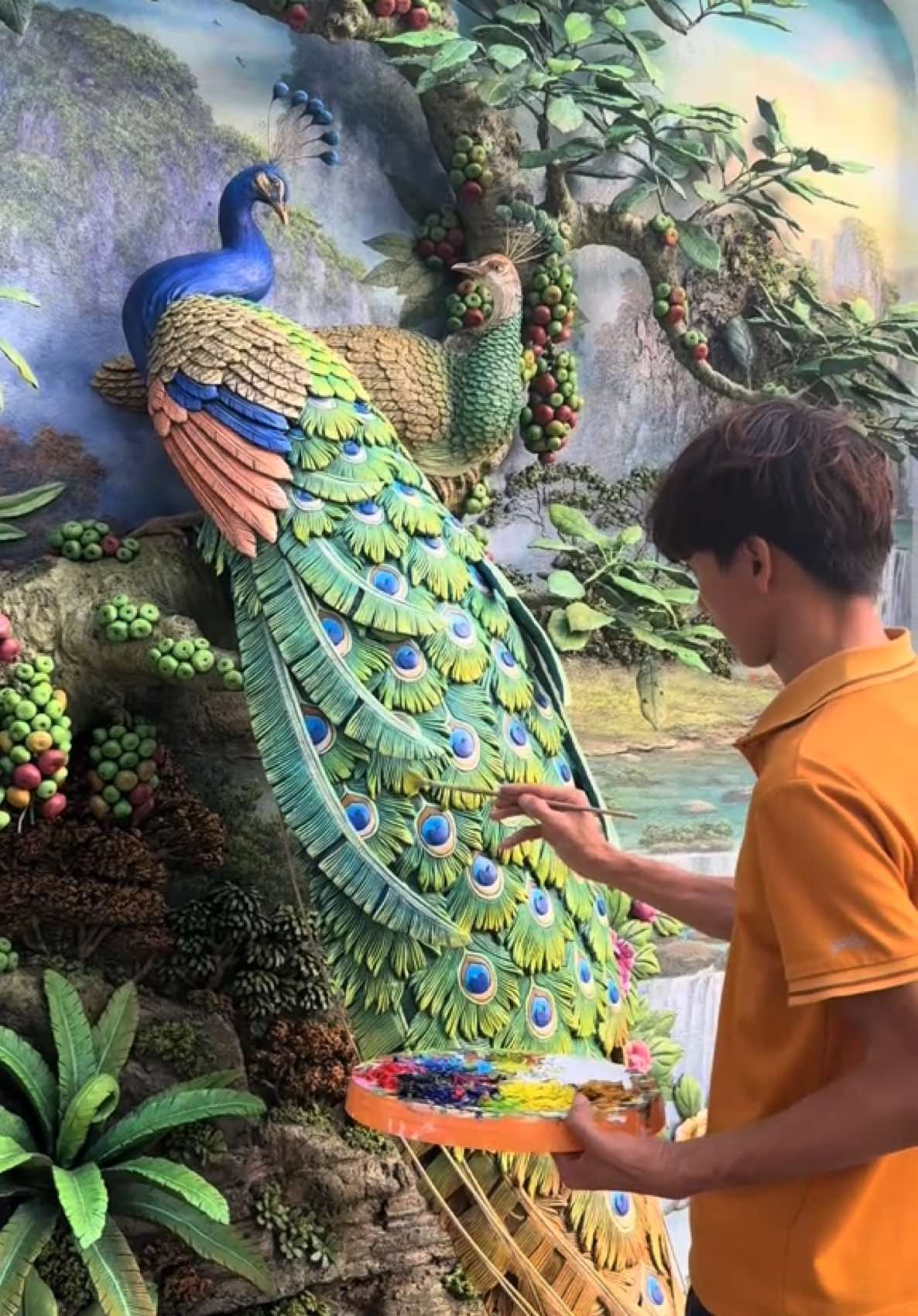 🦚🦚 #xuhuong #trend #art #nghethuat #phudieu #dieukhac #tranh3d #sanvuon #chill 