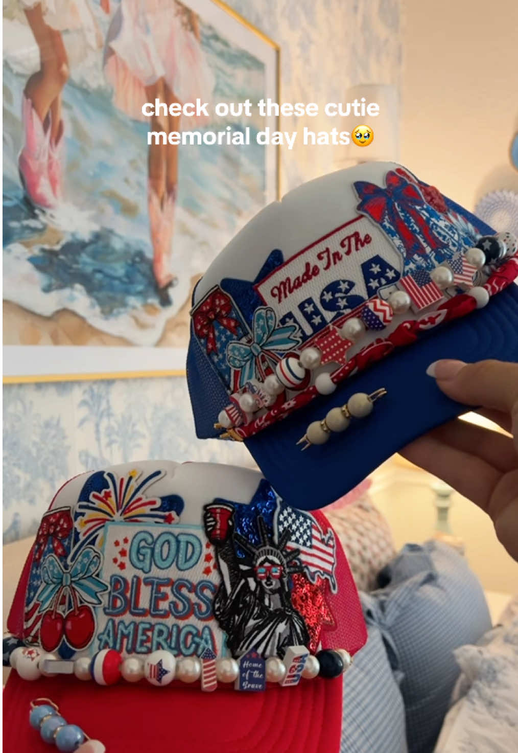 I just love these! 🇺🇸 Check out truckertrendshatco on Instagram to order these! #memorialday #memorialdayweekend #memorialdayoutfit #fourthofjuly 