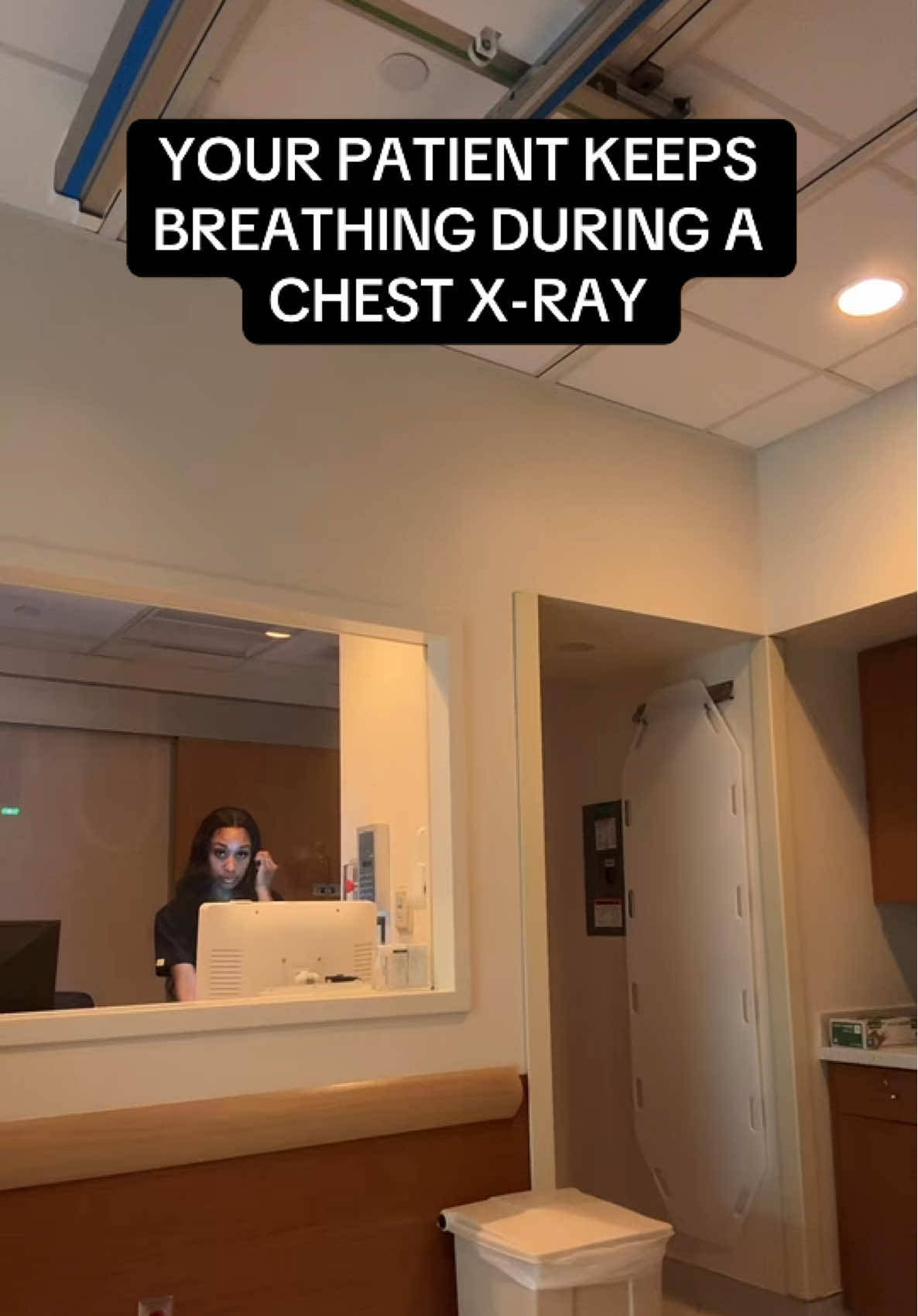 All these repeats cause you wanna be hard-headed! The easiest x-ray can sometimes be hard just because of the listening skills🙄🤣 #xreytech #xraytech #radtech #radiologytechnologist #radtechstudent #xray #justjokes #healthcare 