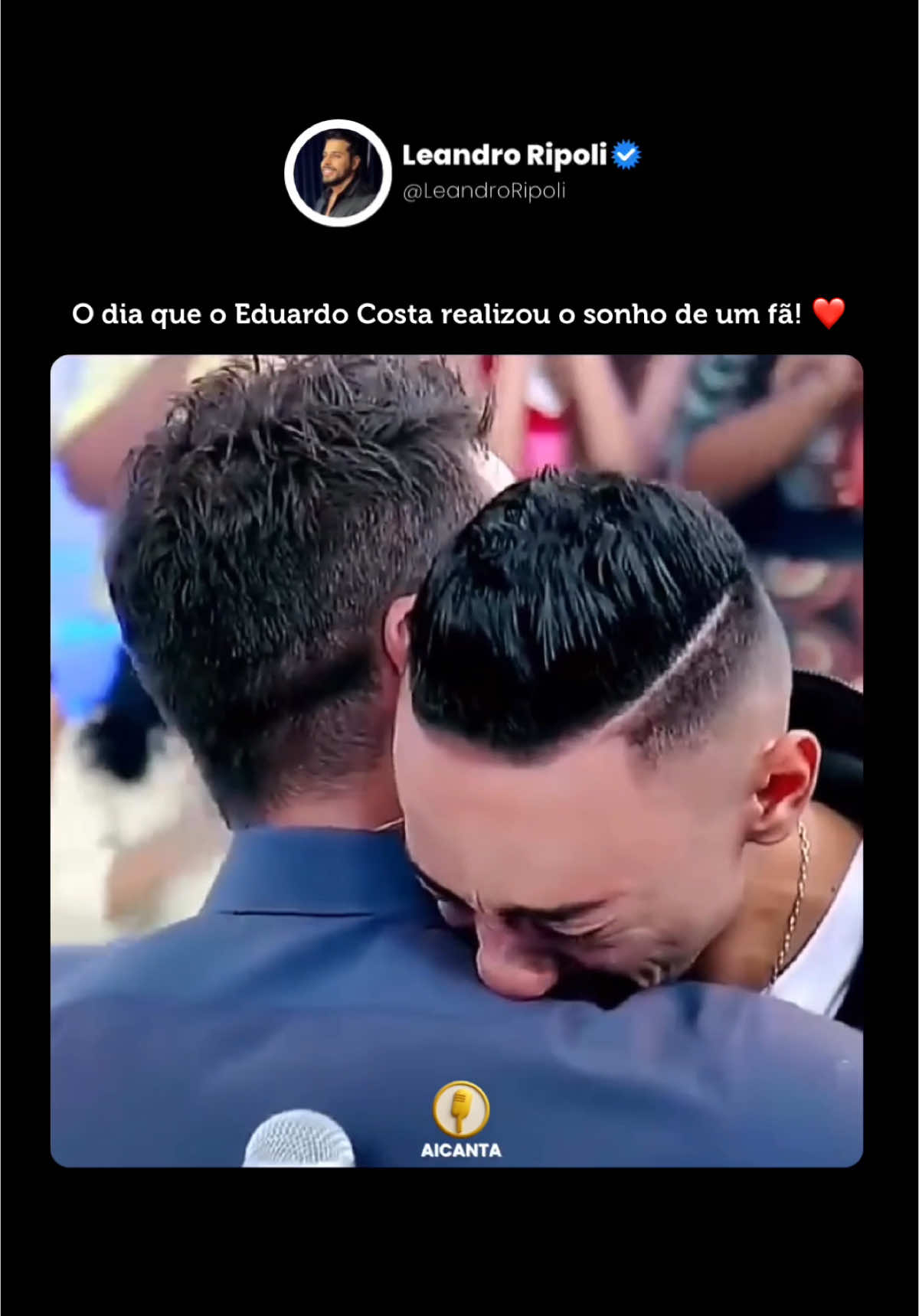 Que não se emociona tá morto por dentro! ❤️ @eduardocosta @rodrigofaro  . Siga @leandroripoli @aicanta no Instagram  . #AiCanta #sertanejo #eduardocosta 