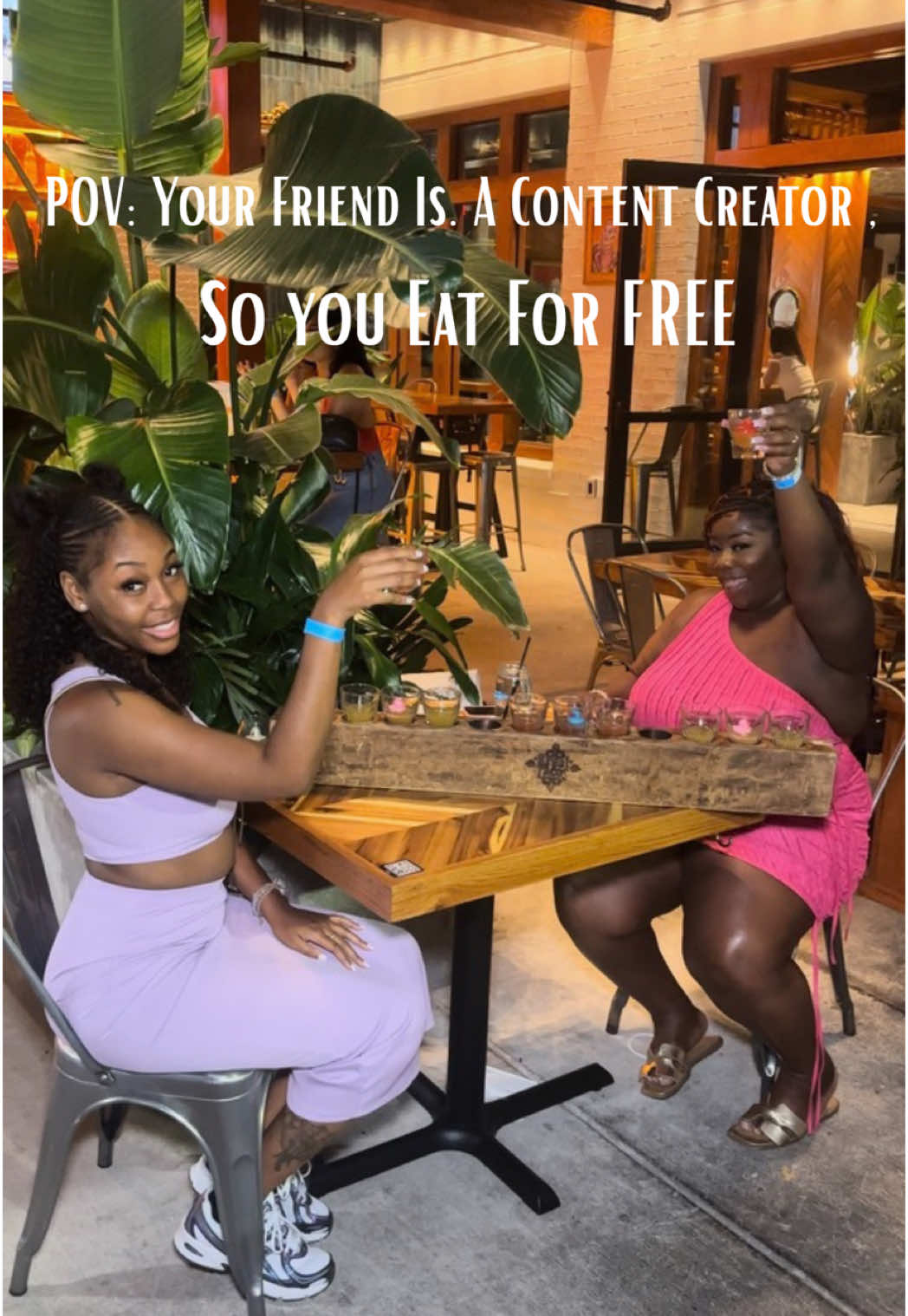 POV: My friends get the BEST dates & experiences because I am an influencer 🥰😌🤩   @You-nique 🐝 My friends also know we are here to work aka get the best content AND THEN WE CAN EAT , camera ALWAYS eats FIRST ☑️  but I’m also appreciative that they are always patient and understand especially when we have to keep re filming certain parts 🤣🤣 The rewards are always fun though😅  Sidenote: It took us 100 takes to get this tik tok right 🤣🤩  📍@rrealtacos New lawrenceville location had us feeling like we were on a destination vacation  outdoor patio + Tacos & Margarita Flights 🍾 - #atlantafoodie #atlantacontentcreator #atlantatacos #bestiegoals #contentcreator #thingstodoinatlanta #atlantafoodblogger #atlantarestaurants #atlantainfluencer 