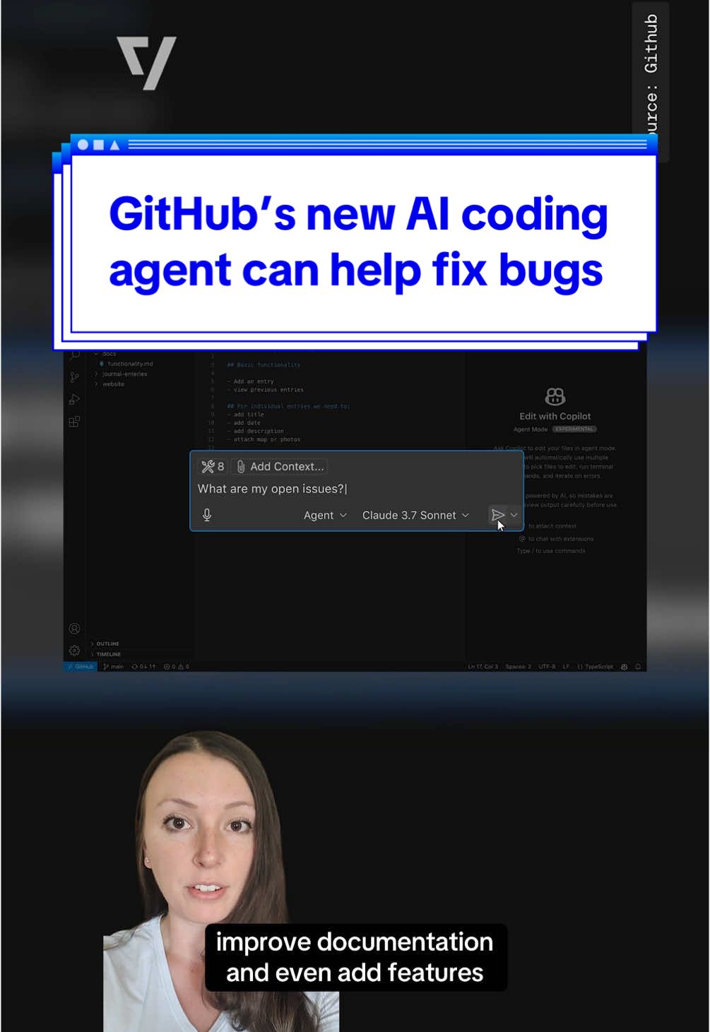 GitHub is launching an AI coding agent that can do things like fix bugs, add features, and improve documentation — all on a developer’s behalf. Presented by @acura #github #developer #ai #tech #code #techtok 