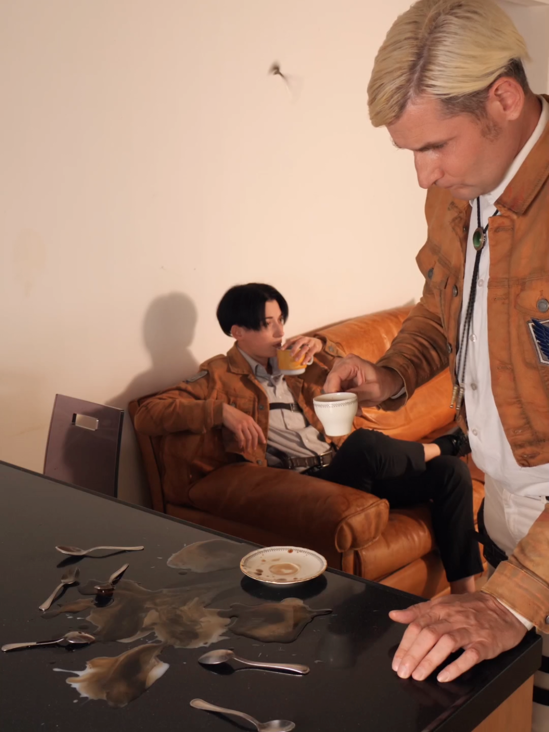 It worked!! Which cup doesn't matter 😅 (Eruri AU, Cosplay) #eruri #leviackerman #levicosplay #erwinsmith #AttackOnTitan #aot #snk #cosplay 
