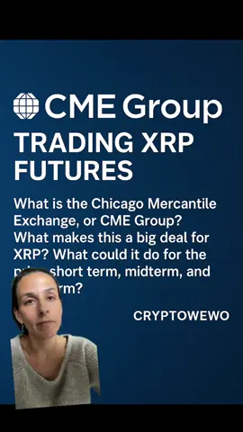 #greenscreen XRP is now trading on the Chicago Mercantile Exchange (CME), the largest regulated derivatives exchange in the world. This isn’t hype it’s infrastructure. In this video, I break down who CME is, why this move matters for XRP, and what it could mean for price action in the short, mid, and long term. Spoiler: this could be the first step toward ETFs, deeper liquidity, and full institutional integration. Follow @cryptowewo for more breakdowns with facts, not FUD. #XRP #CMEGroup #XRPFutures #InstitutionalAdoption #CryptoWithEyesWideOpen #Ripple #CryptoNews #ISO20022 #CryptoBreakdown #XRPArmy #XRPCommunity #Derivatives #CryptoFacts #BlockchainAdoption #CryptoNarrative #ETFincoming #WallStreetCrypto #MarketInfrastructure #FollowTheMoney #Cryptowewo