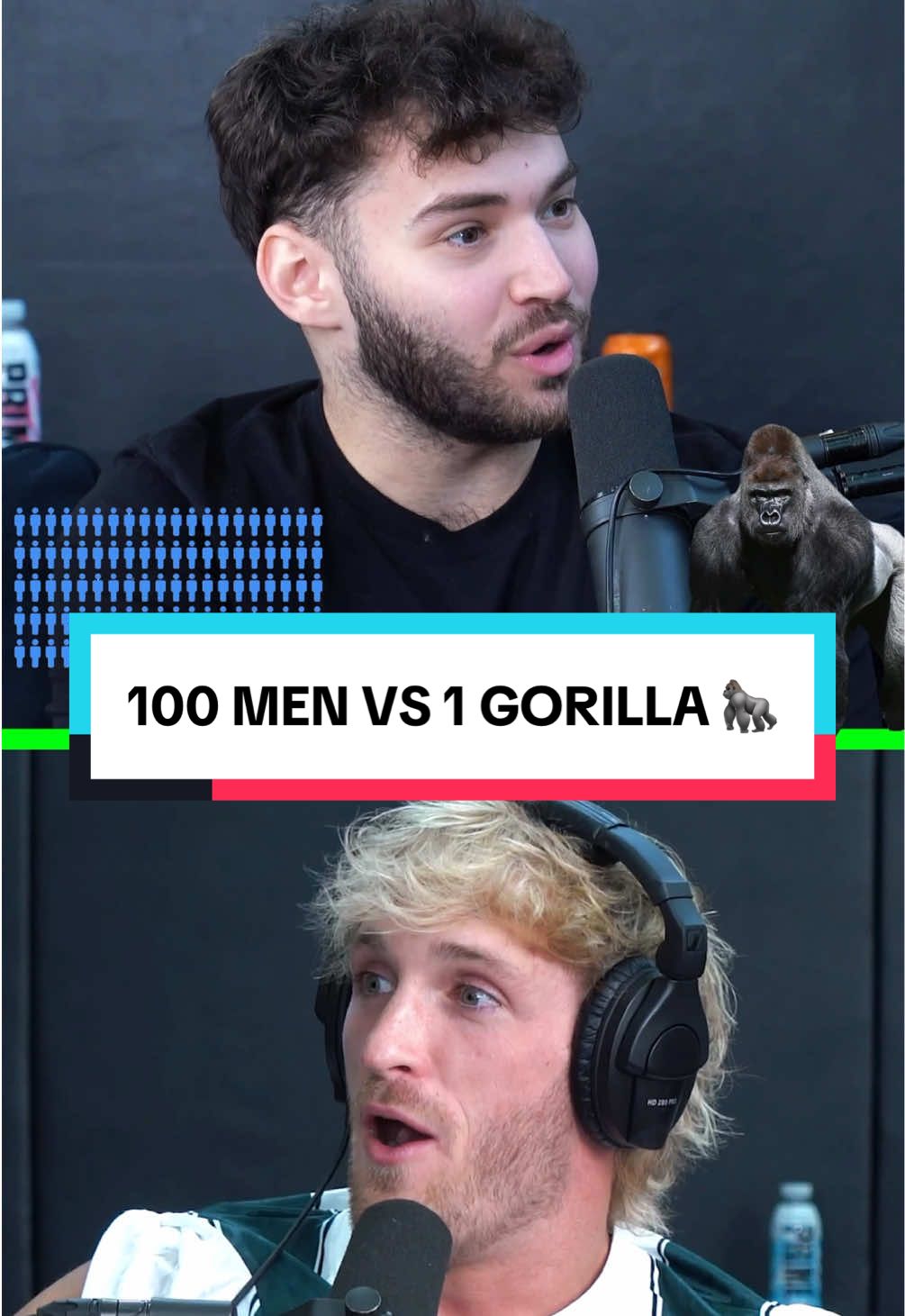 🦍 WHO WOULD WIN, 100 MEN VS 1 GORILLA? 👀 #loganpaul #mikemajlak #adinross #adinrossclips #kick #100menvs1gorrila #impaulsive @Logan Paul @heybigmike @adin 