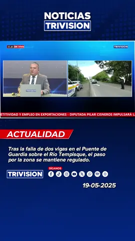 🔴#NoticiasTrivision | Tras la falla de dos vigas en el Puente de Guardia sobre el Río Tempisque, el paso por la zona se mantiene regulado.