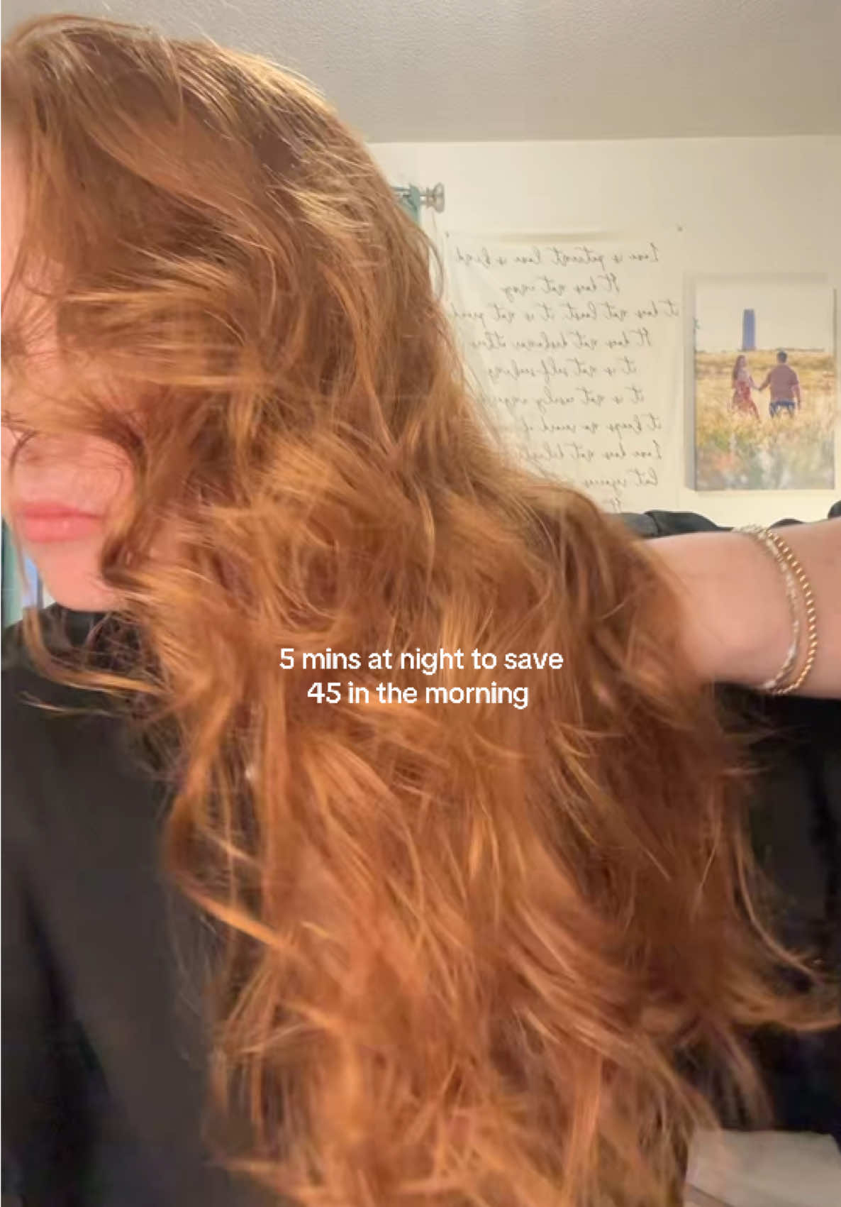 @THE OUAI hair oil & @Cake Beauty hair spray #sockcurls #hairtok #heatlesscurls #redhead #redhair 