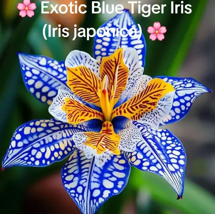 🌸 Exotic Blue Tiger Iris (Iris japonica) 🌸 Step into a world of striking beauty with the Exotic Blue Tiger Iris, known for its dazzling, intricate patterns of vivid blue, white, and golden yellow. These unique flowers are perfect for adding a touch of elegance and exotic allure to any garden, instantly transforming your space into a botanical masterpiece. Light: Prefers bright, indirect light or partial shade. Water: Keep the soil consistently moist, but avoid waterlogging. Ensure well-drained conditions. Soil: Thrives in fertile, well-draining soil rich in organic matter. Temperature: Best grown in warm climates between 60-75°F (15-24°C). Humidity: Enjoys moderate to high humidity, making it ideal for tropical or humid environments. Fertilizer: Feed monthly with a balanced 10-10-10 fertilizer during the growing season for optimal blooming. Enhance your garden with the dramatic, colorful beauty of the Exotic Blue Tiger Iris! 🌿🌈#nature #massfollowing🔥🔥 #beautiful #FloralInspiration #PlantCare #GardeningTips #FlowerLovers 