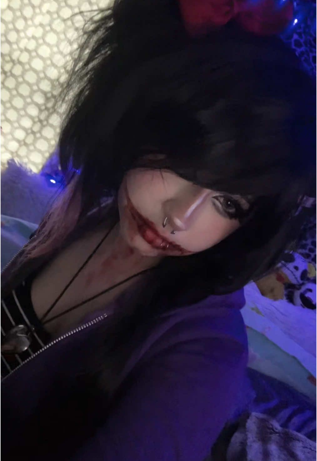 lol i’m becoming lol purple again lol #cosplay #ninathekiller #creepypasta #fyp #emo #scene #alt #creepypastacosplay #ninathekillercosplay 