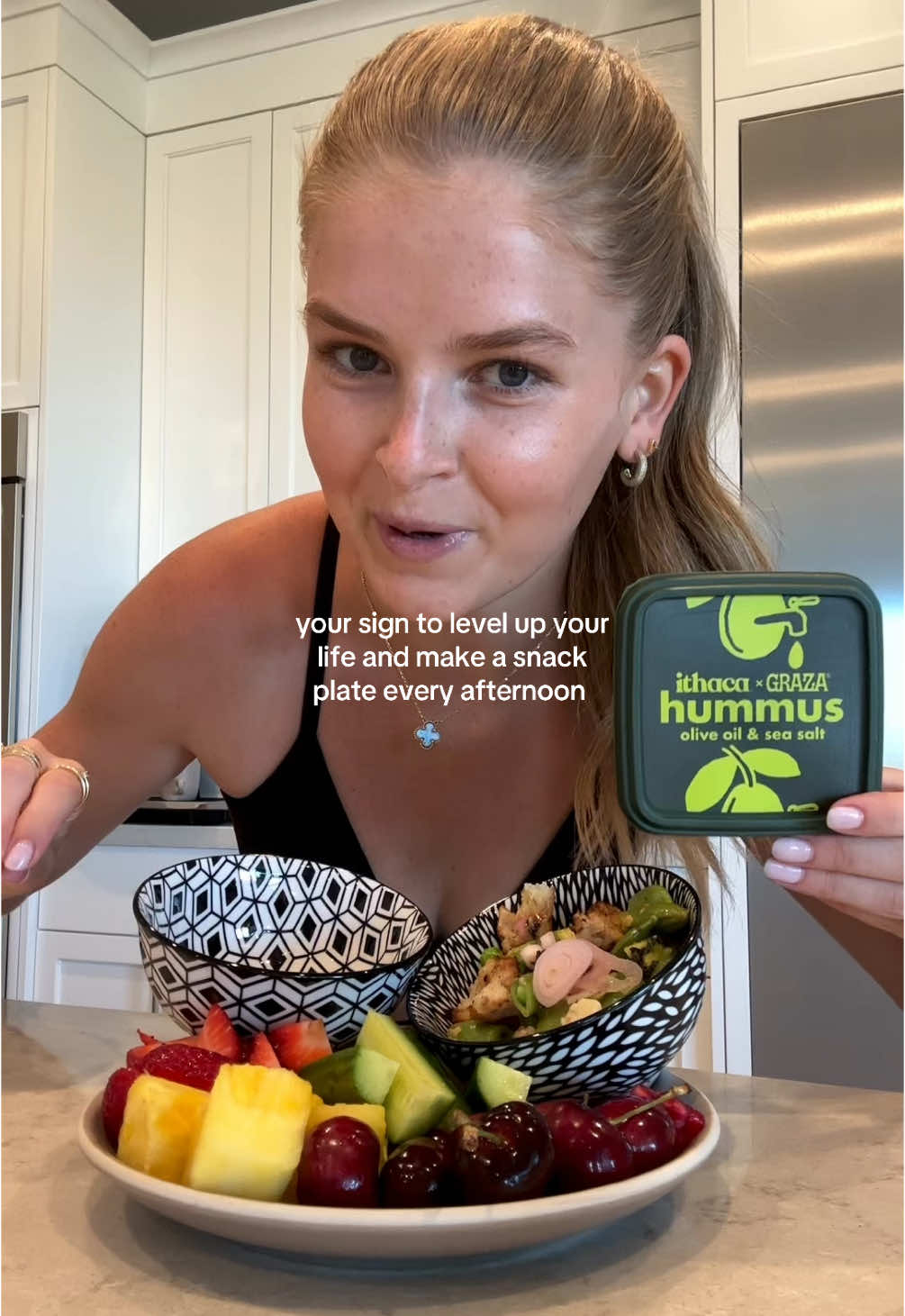 13.1 to IMMEDIATE snack plate assembly. #snackplate #alliessnackplate #afternoonsnack #healtyfood #vegetarian #afternoonvlog #snacks #highprotein @Whole Foods Market @Ithaca Hummus @Graza @Waterboy @Anthropologie 