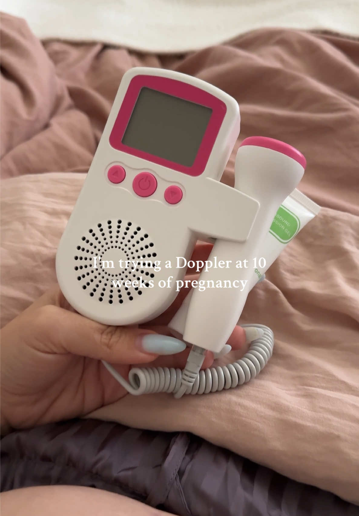 It's hard to find the heartbeat at 10 weeks, but I think I did it. #fetaldoppler #heartbeat #pregnancytiktok #pregnancyjourney #pregnancylife #10weekspregnant 