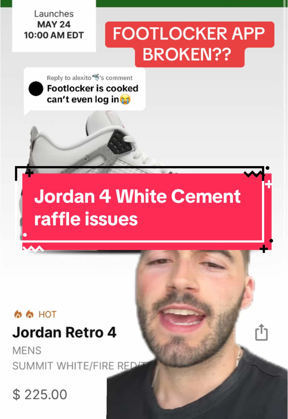 Replying to @︎︎alexito🦈 footlocker and champs are so bad! Jordan 4 white cement raffle has been bugged all day keep trying! #sneakernews #jordan4 