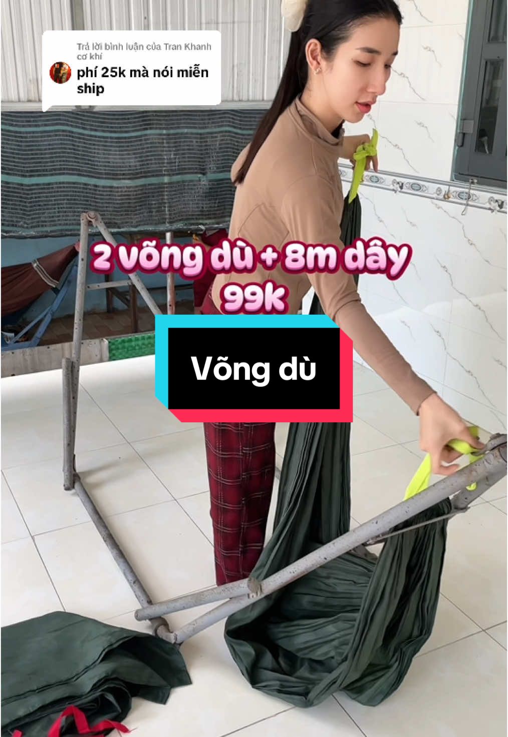 Trả lời @Tran Khanh cơ khí võng dù tặng kèm dây #xuhuong #anhtrang0608 #vongdu #vongdulich #vongducasau 