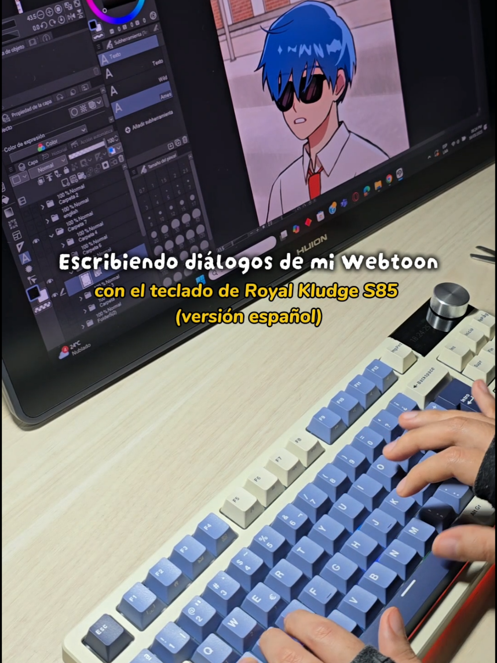 Escribiendo diálogos de mi webtoon  ^^ con el teclado de Royal Kludge en español //Writing dialogues for my webtoon. I hope to update soon :D #royalkludge #rk #s85