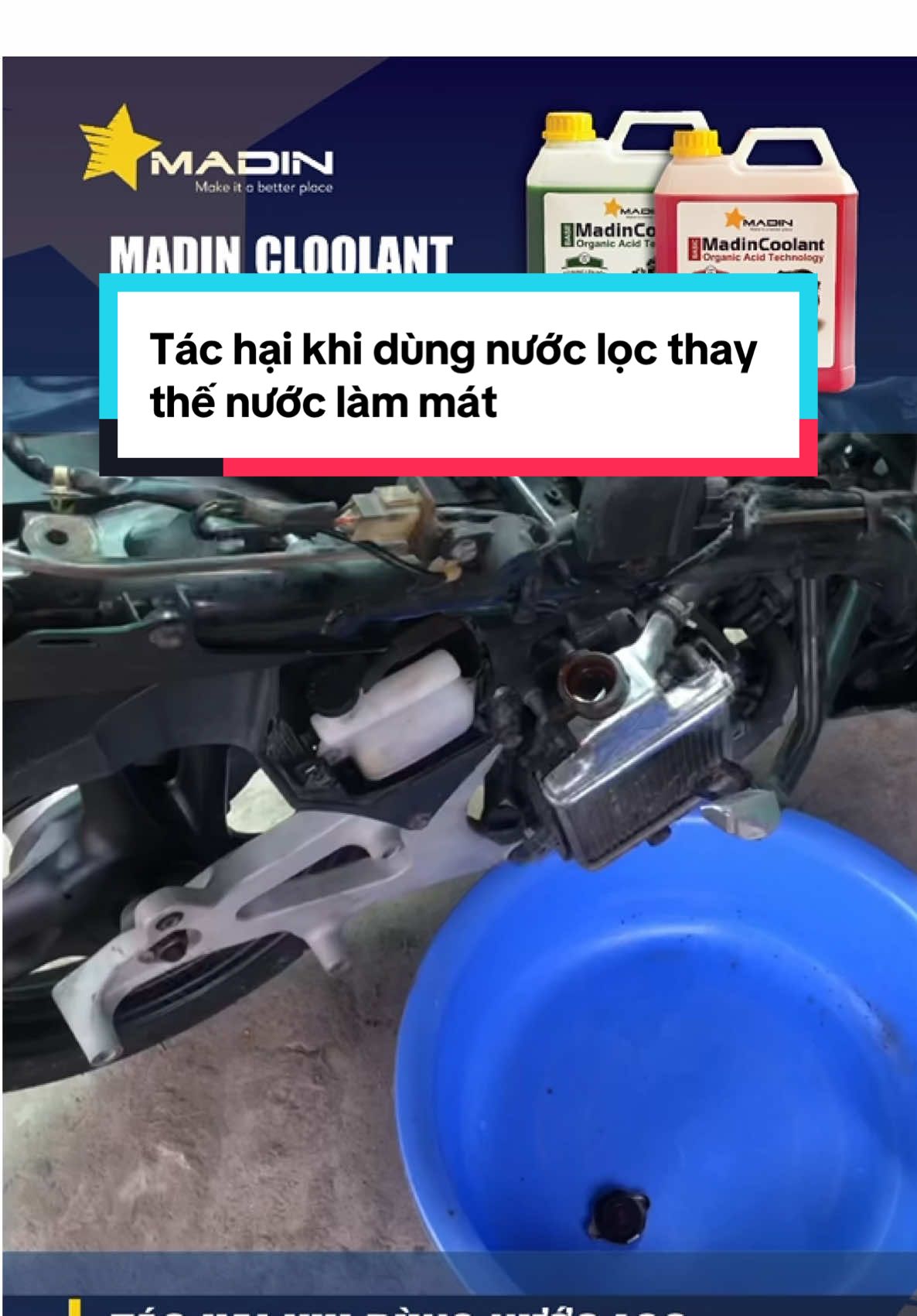 Anh em lưu ý không nên dùng nước lọc,nước lã hoặc nước cất thay thế nước làm mát để bảo vệ động cơ #xuhuong #viral #fyp #madinchem #nuoclammatdongco 