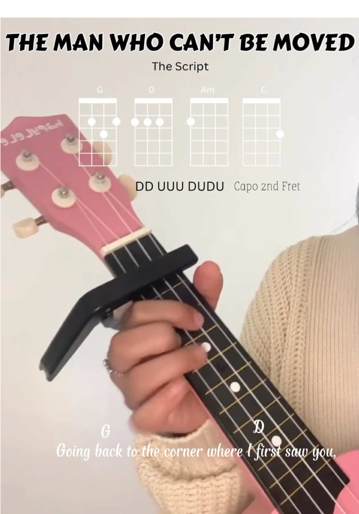The Man Who Can’t Be Moved Ukulele Tutorial🤒💗.                                                                       #fyp #fypシ゚ #foryoupage #ukulele #uketok #ukulelecover #ukuleletutorial #ukuleletiktok #ukuleleeasysongs #songcover #themanwhocantbemoved #themanwhocantbemovedthescript  #hapylele #hapylelesoprano #hapylelesopranoukulele #sopranoukulele #cliftonguitars 