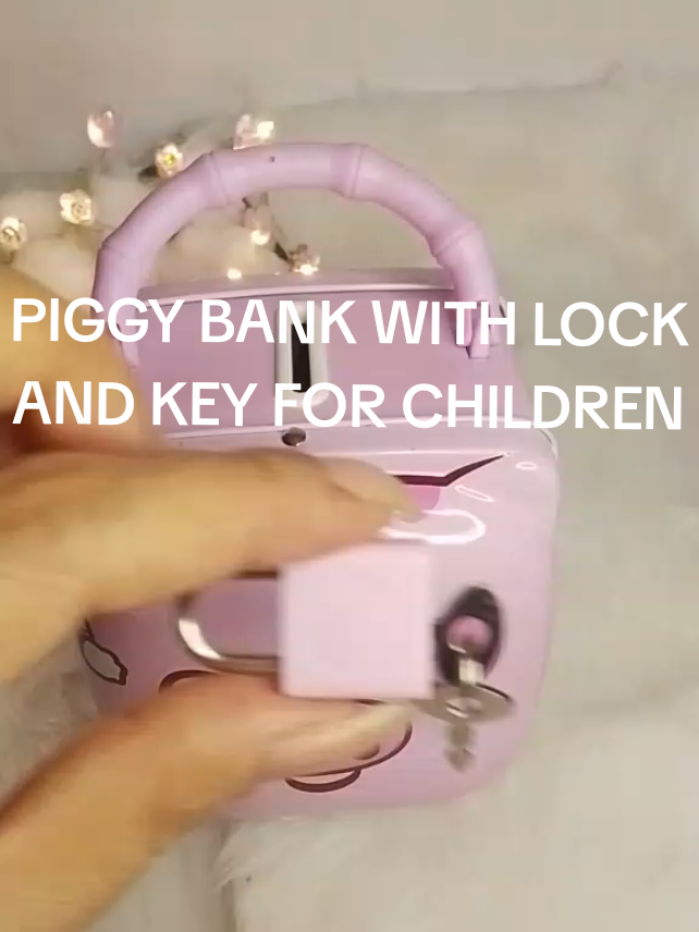 Cute piggy bank tinplate metal piggy bank with lock key children tin box #cutepiggybank  #cutepiggybankwithlock #piggybankforkids 