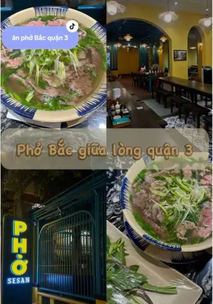 Cuối tuần mình gác lại mí quán gà rán , pizza , hàn quốc . Tui kiếm quán phở Bắc ăn thì tấp đại quán này mà ăn cũng ổn áp gê ta , view thoáng mát rộng rãi có chút cổ kính vintage mà vẫn sang sang haa 🥰 đi gia đình hay bạn bè gì cũng thoải mái hết các mommmm oiiiii #phobac #phosesan #quan3 #saigon #anngonnuphem #doanvietnam 