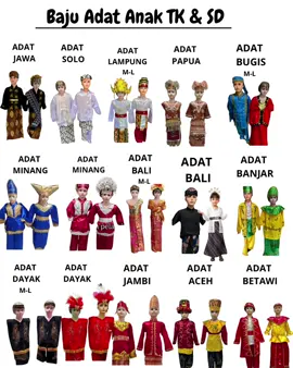 Sewa baju Adat untuk anak TK dan SD #sewabajuadat #bajuadat #sewabajubjm 