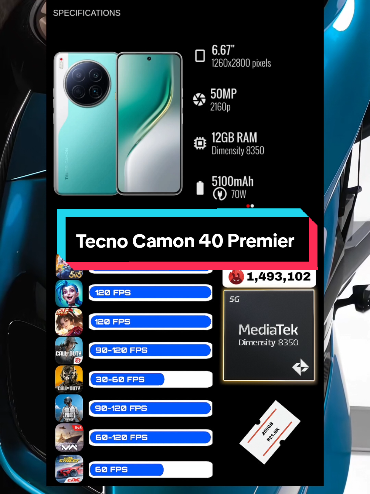 Tecno Camon 40 Premier💙 #tecno #tecnocamon40premier #fy #foryou #phonerecommendation #smartphone #gamefps #test #tiktokfinds #LearnOnTikTok #tiktokaffiliate #affiliatemarketing #fyp #foryoupage #fyppppppppppppppppppppppp 