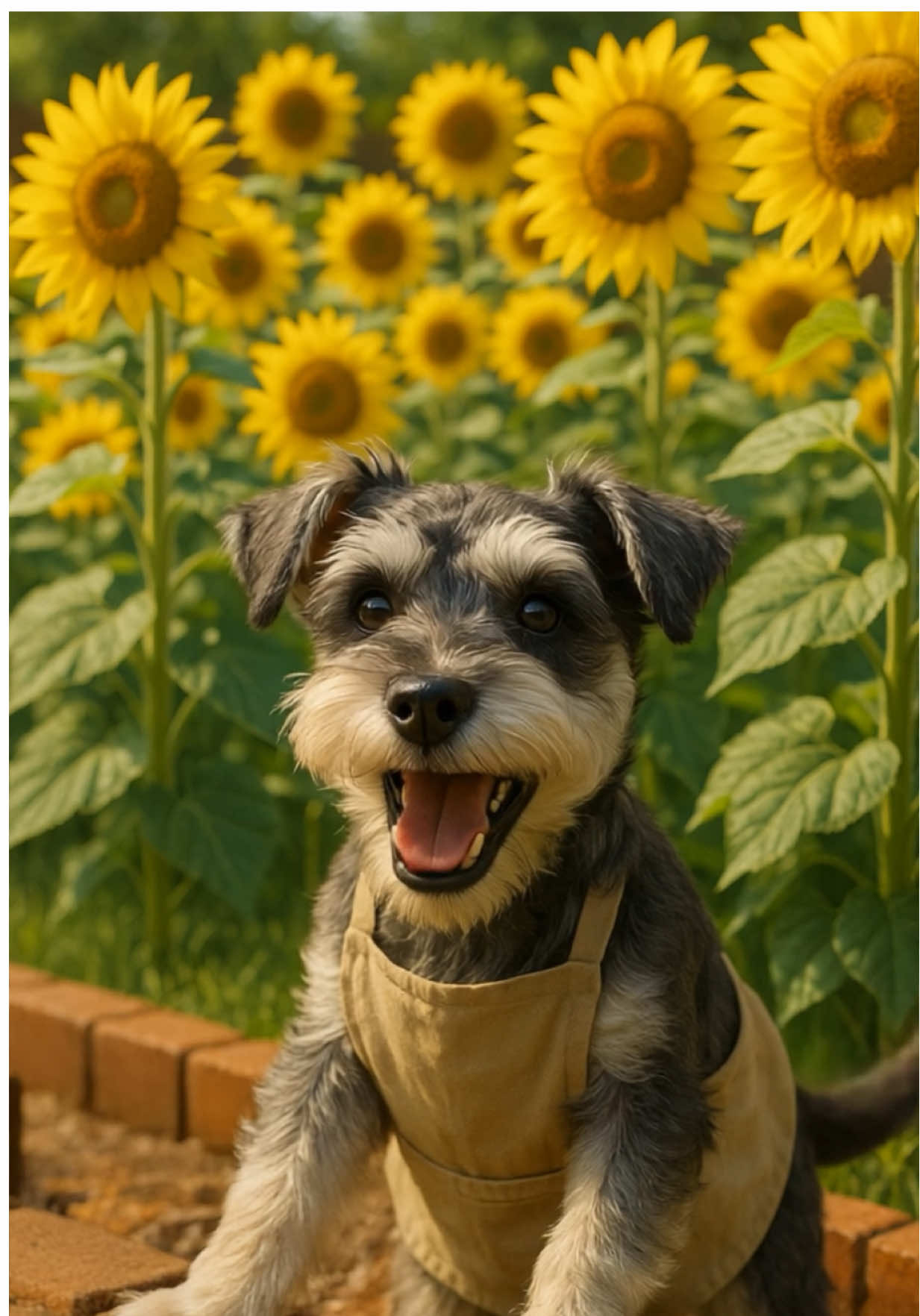 From Paws to Petals 🌱🐶✨ Watch Schnauzer Grow Sunflowers! 🌻💛 #ai #schnauzer #sunflowers #cuteanimals #ひまわり #向日葵