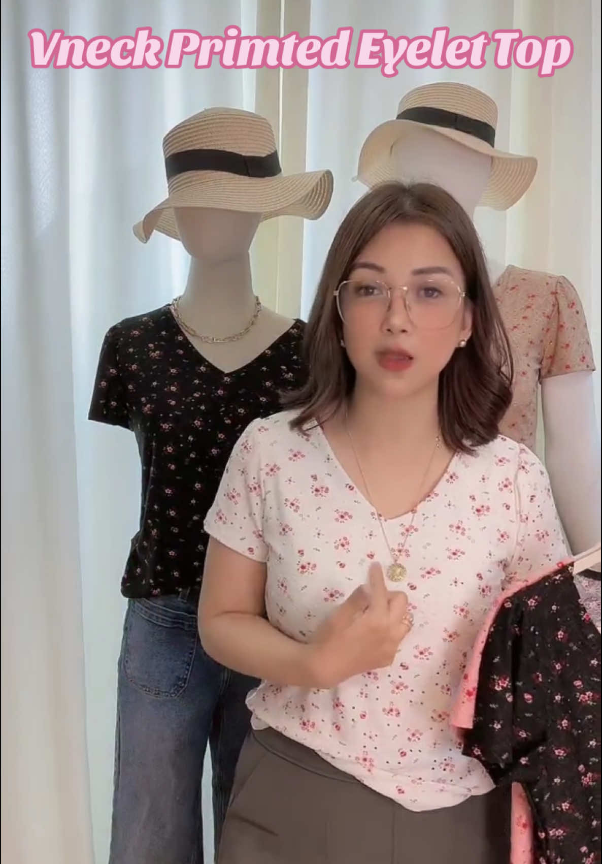 New iN Shop!! Printed Eyelet Top #TikTokFashion#fyp#tiktokfinds#ladiesfashion