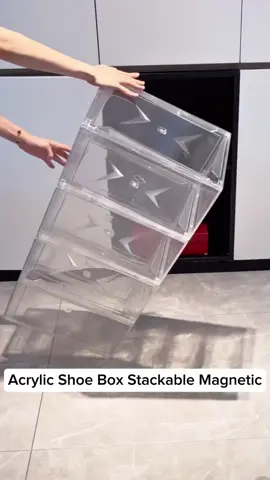 Acrylic Shoe Box Stackable Magnetic Shoe Rack transparent storage organizer shoe box storage display cabinet #foryou #rakkasut #rak #organizer #appliances #homeappliances #shoerack 