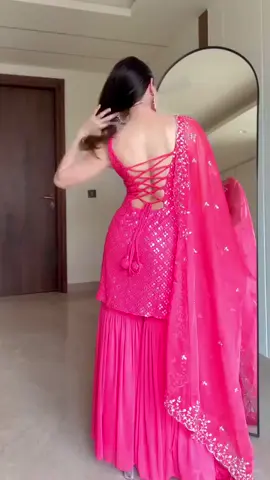 Budget friendly festive outfit pt 1   this mirror work sharara suit is just soooo stunning and I love the details on the back  Wearing @kadhaeeghar Festive outfits, sharara suits, Navratri, Navratri outfit#diwaliout