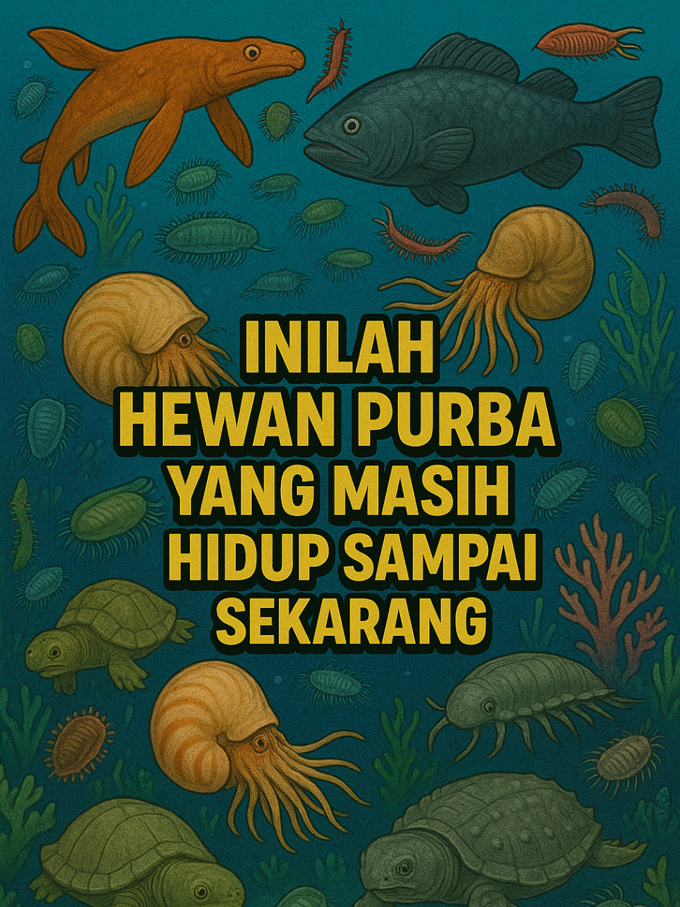 1. Coelacanth Asal zaman: Sekitar 400 juta tahun lalu (Devonian). Fakta unik: Dulu dianggap punah sejak zaman dinosaurus, tapi ditemukan hidup pada tahun 1938 di perairan Afrika Selatan. Ciri khas: Sirip seperti kaki (lobe-finned), membuatnya mirip 