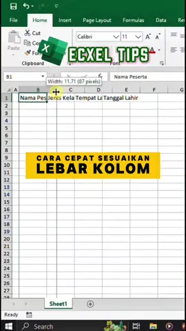 cara cept sesuaikan lebar kolom di Excel #margeexcel #LIVEhighlights #bekajarexeldarinol #bekajarexeldarinol #tipsandtricks #belajaronline #tipsexcel #fyppppppppppppppppppppppp #viral #everyone