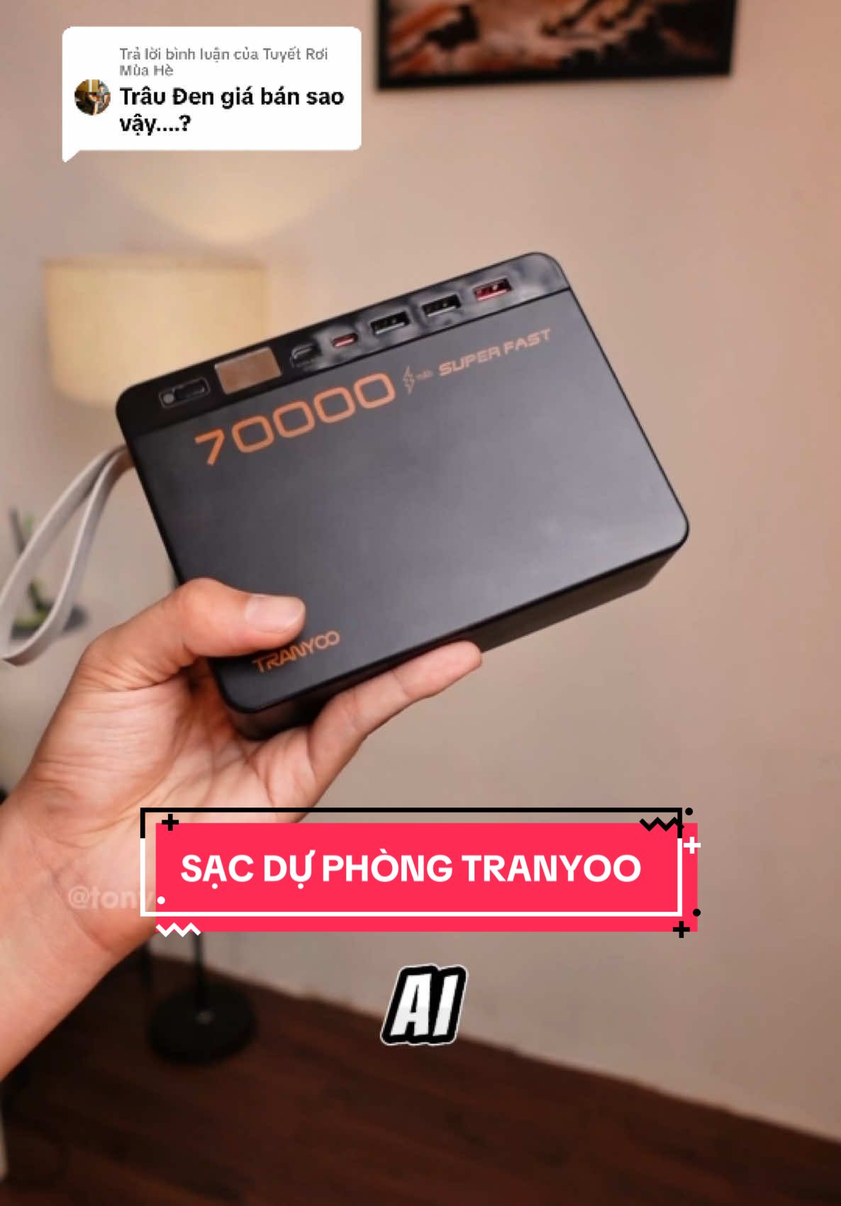 Trả lời @Tuyết Rơi Mùa Hè Trâu đen 70000 mah của nhà Tranyoo #LearnOnTikTok #tonychung 