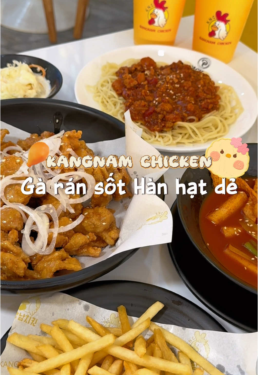 Tiệm gà rổ rá HSSV có cả mỳ Ý lun nè mí con ong ơi #viral #review #ancungtiktok #garan #chicken #friedchicken #fyp #foryou #fastfood #kangnam #kangnamchicken 