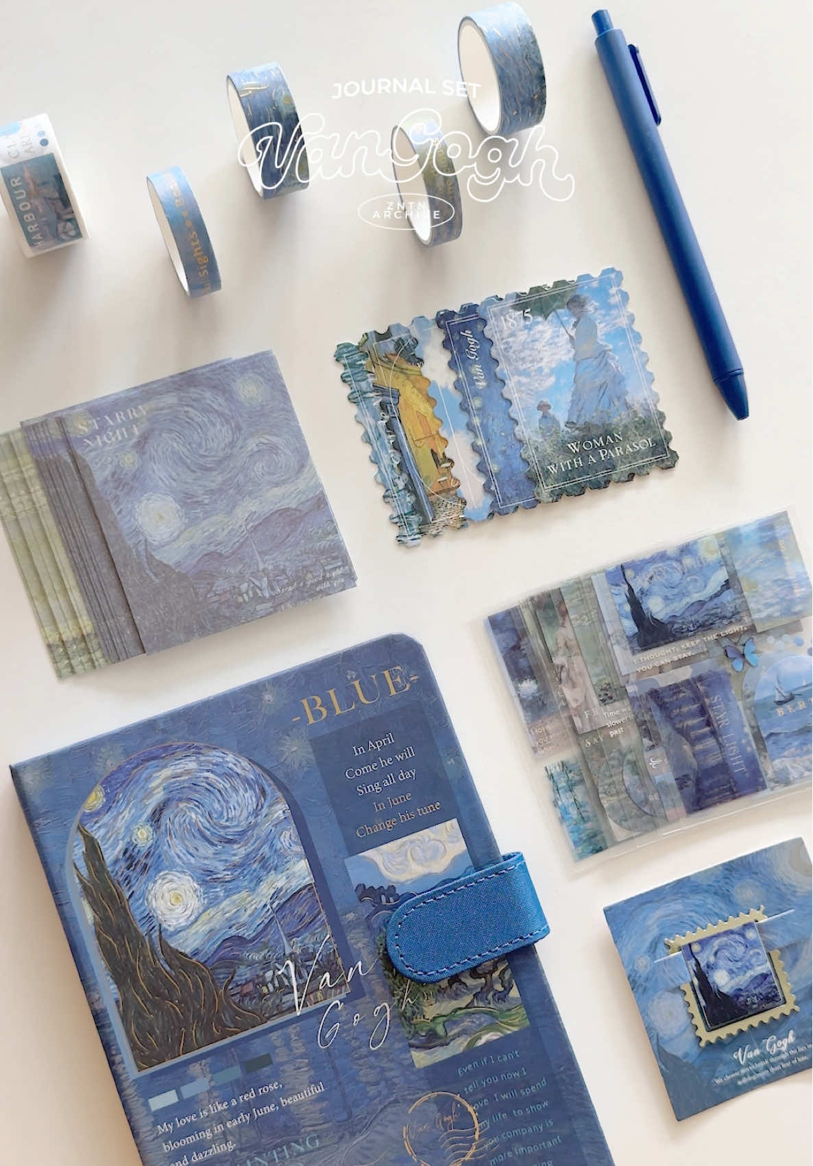 unboxing asmr vangogh journal scrapbook set #unboxing #asmr #vangogh #journaling #scrapbooking #scrapbook #journal #art #monet 