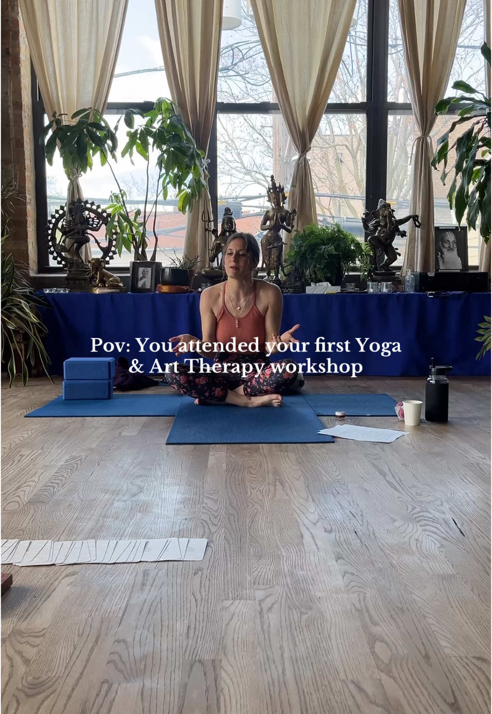 The combination is nice because the yoga helps to open you up decreasing any anxieties, worries, or hesitations which allows for more creativity and vulnerability  to show up during the art therapy #arttherapy #yoga #wellness 