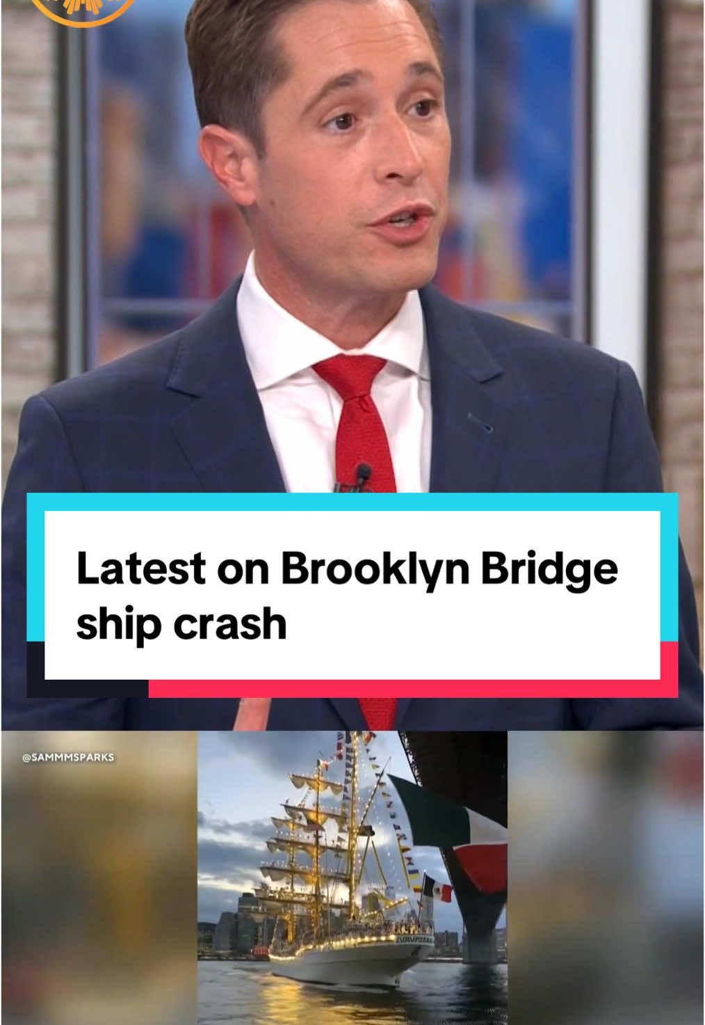 There was a tugboat assisting the Mexican Navy ship that struck the Brooklyn Bridge on Saturday, killing two people. The ship also radioed for help less than a minute before impact. National Transportation Safety Board investigators have not yet been allowed on that ship because it is a navy ship, requiring permission from Mexican authorities to board. #brooklynbridge 
