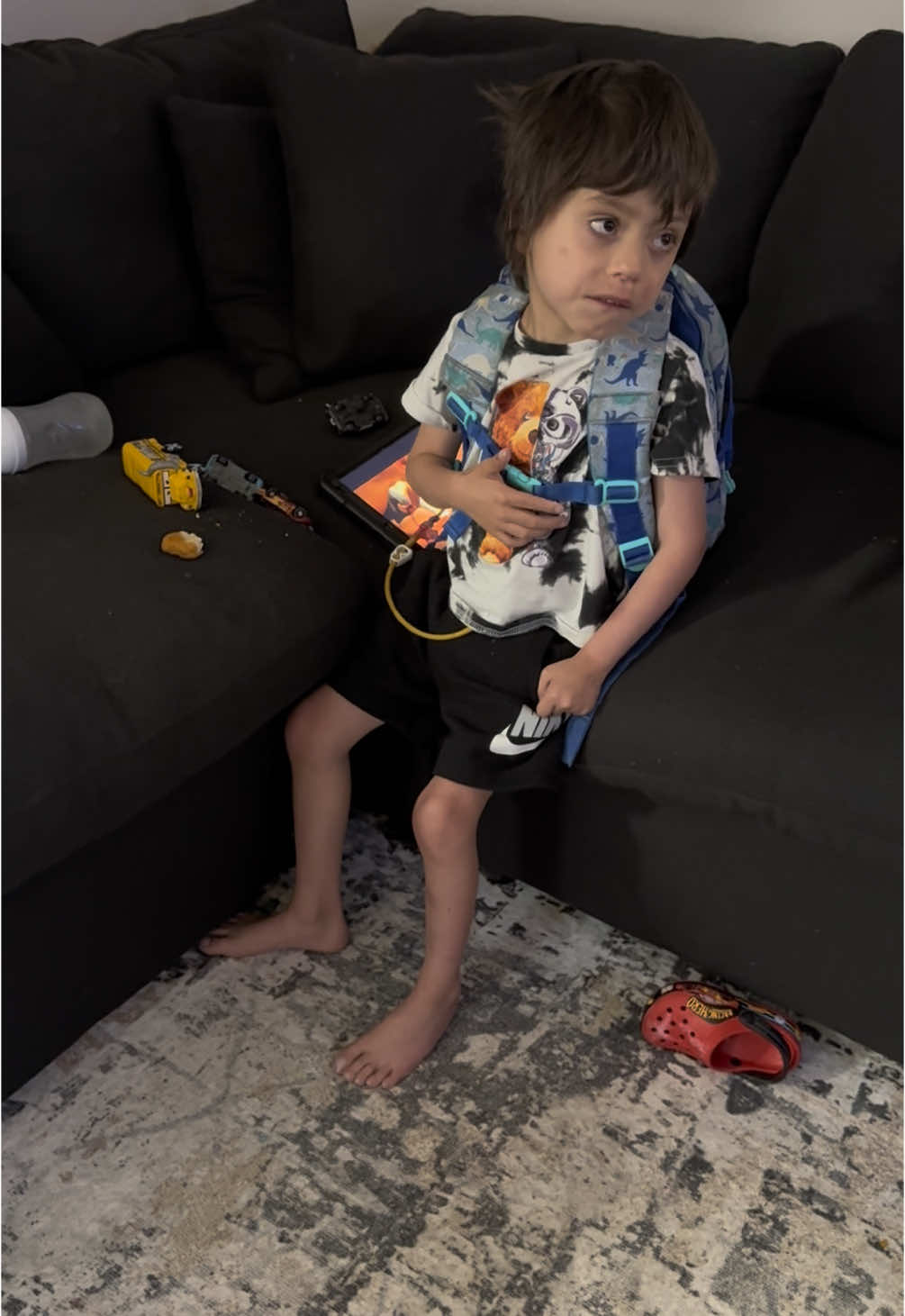 Brayden eating his chicken nugget last night 🥹