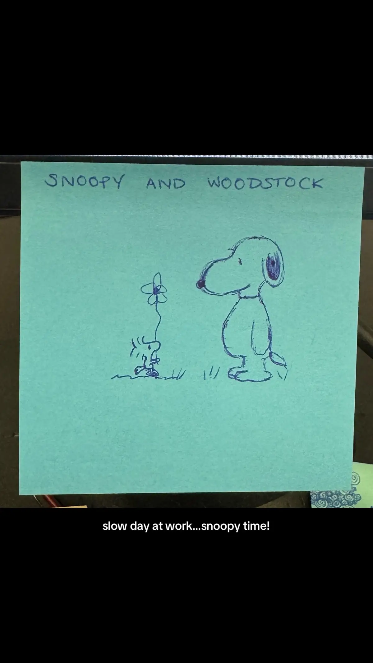 This picture was so cutesy I wanted to doodle it and now I want someone to give me a flower #snoopy 